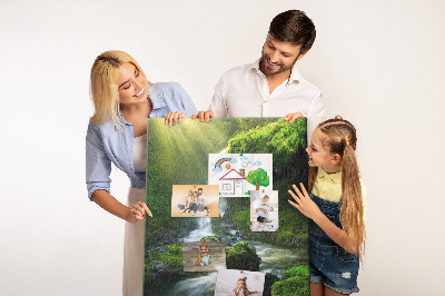 Cork notice board Green valley with a waterfall and a stream