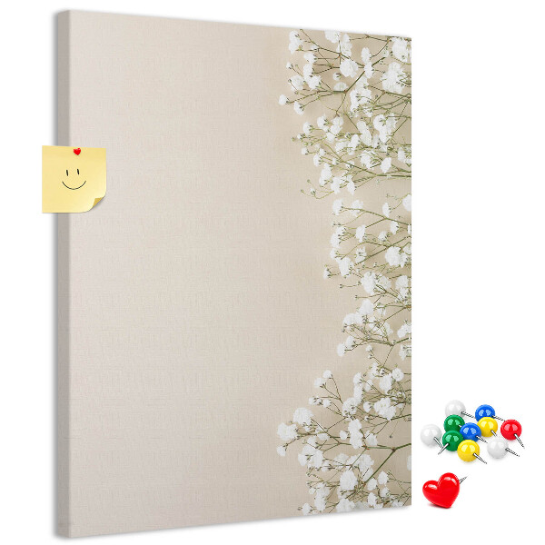 Pin board Delicate flowers on a neutral background