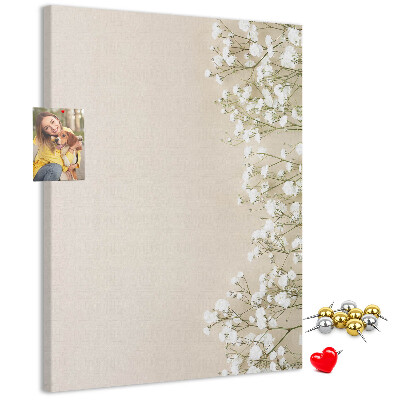 Pin board Delicate flowers on a neutral background