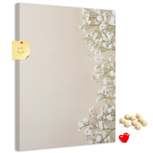 Pin board Delicate flowers on a neutral background