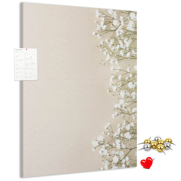 Pin board Delicate flowers on a neutral background