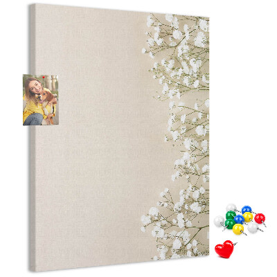 Pin board Delicate flowers on a neutral background