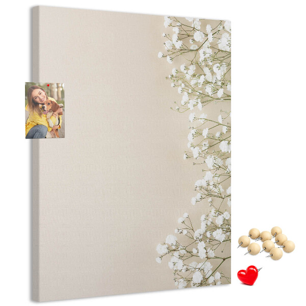 Pin board Delicate flowers on a neutral background