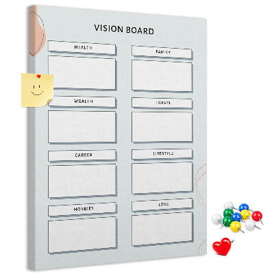 Wall cork memo board Vision board with life categories