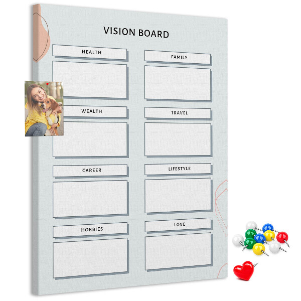 Wall cork memo board Vision board with life categories