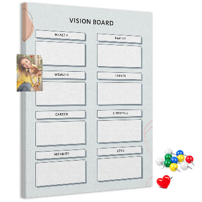 Wall cork memo board Vision board with life categories