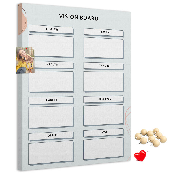 Wall cork memo board Vision board with life categories