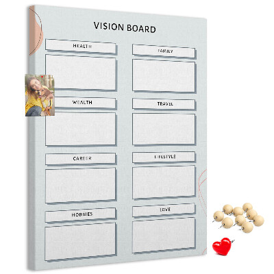 Wall cork memo board Vision board with life categories