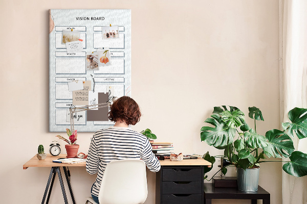 Wall cork memo board Vision board with life categories