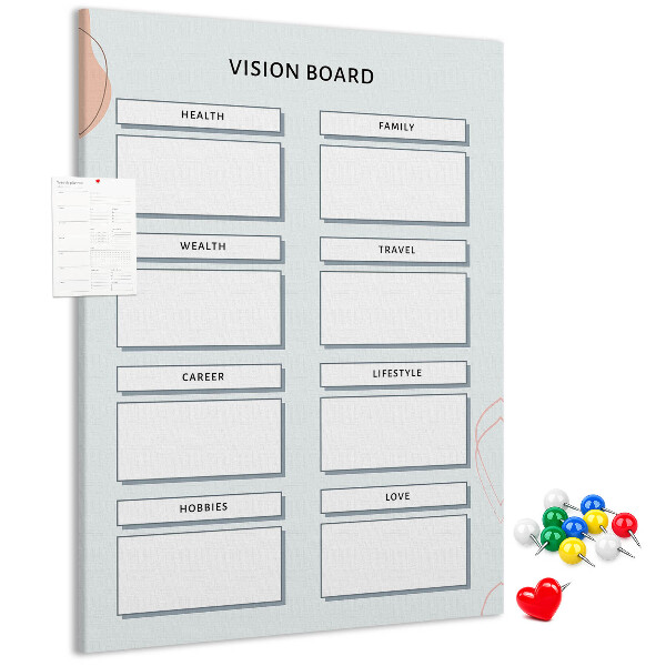 Wall cork memo board Vision board with life categories