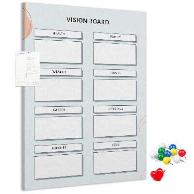 Wall cork memo board Vision board with life categories