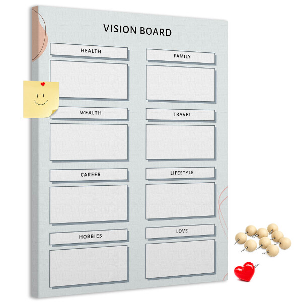 Wall cork memo board Vision board with life categories