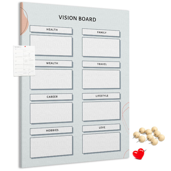 Wall cork memo board Vision board with life categories
