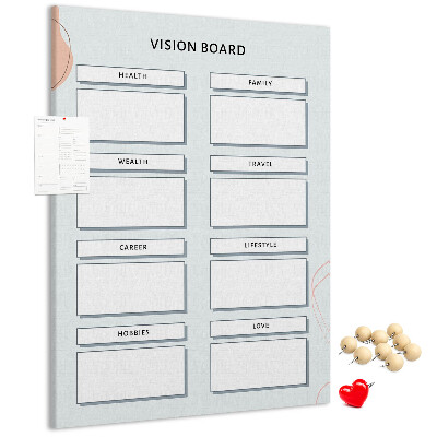 Wall cork memo board Vision board with life categories
