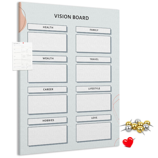Wall cork memo board Vision board with life categories
