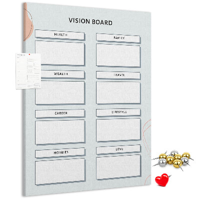 Wall cork memo board Vision board with life categories