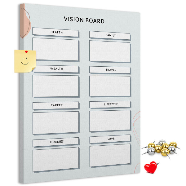Wall cork memo board Vision board with life categories