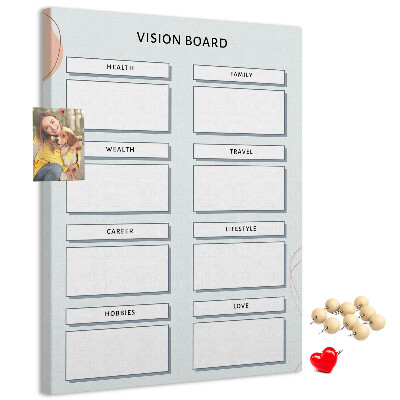 Wall cork memo board Vision board with life categories