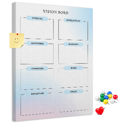Memo cork board Vision board with personal development categories