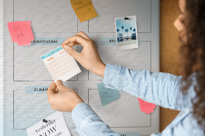 Memo cork board Vision board with personal development categories