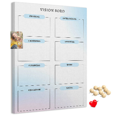 Memo cork board Vision board with personal development categories