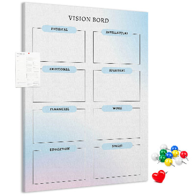 Memo cork board Vision board with personal development categories