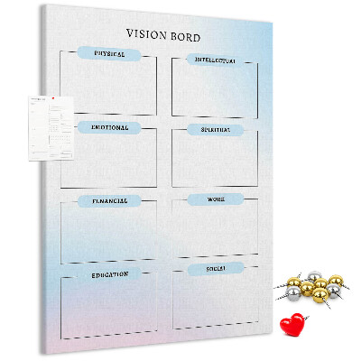 Memo cork board Vision board with personal development categories