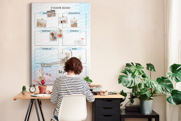 Memo cork board Vision board with personal development categories
