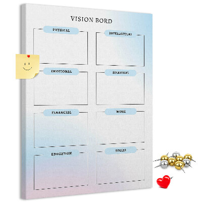 Memo cork board Vision board with personal development categories