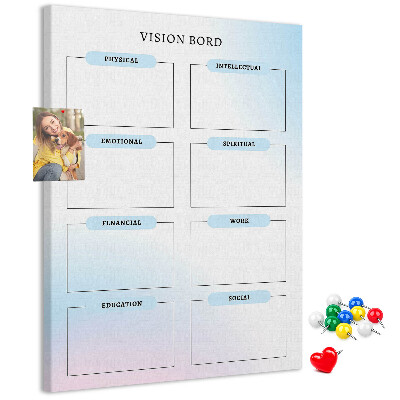 Memo cork board Vision board with personal development categories