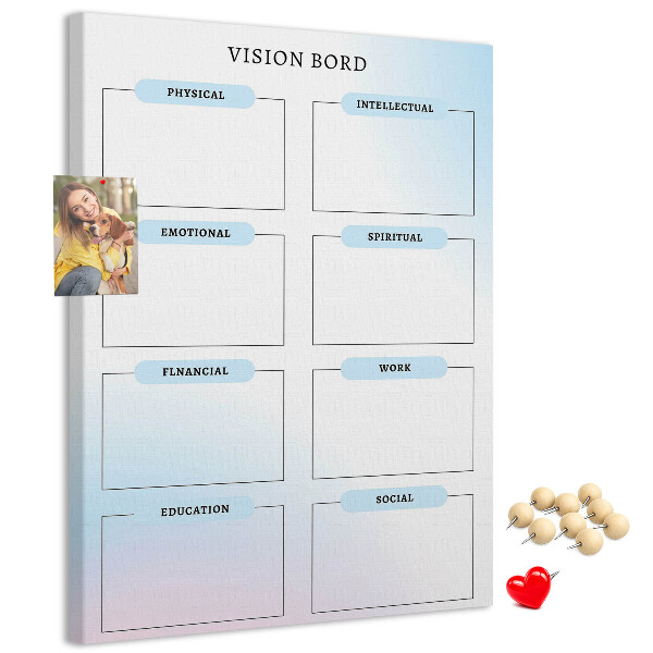 Memo cork board Vision board with personal development categories