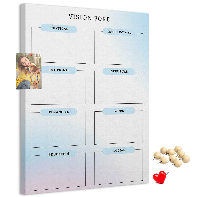 Memo cork board Vision board with personal development categories