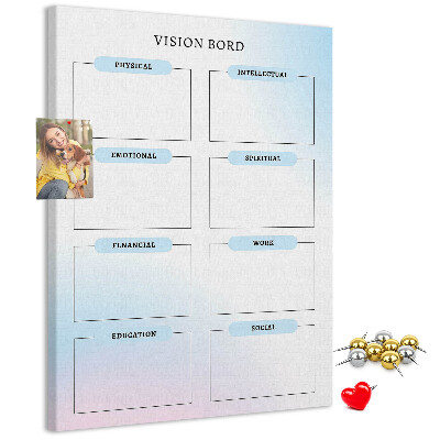 Memo cork board Vision board with personal development categories