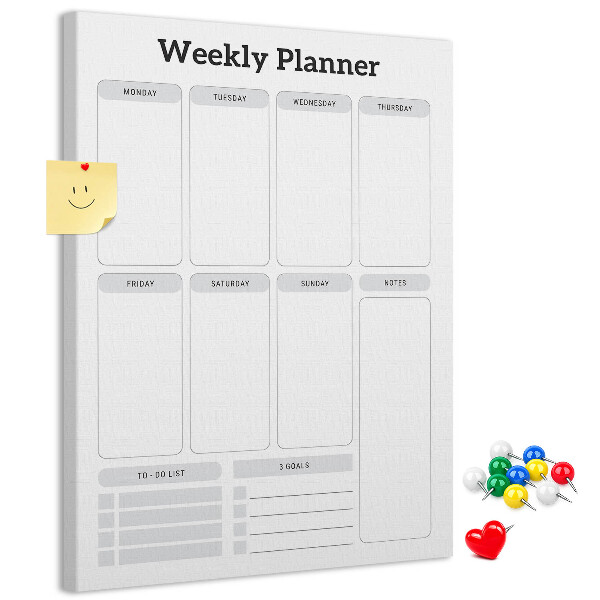 Cork notice board Weekly planner with space for notes