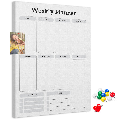 Cork notice board Weekly planner with space for notes