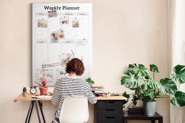 Cork notice board Weekly planner with space for notes