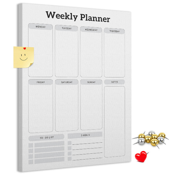 Cork notice board Weekly planner with space for notes