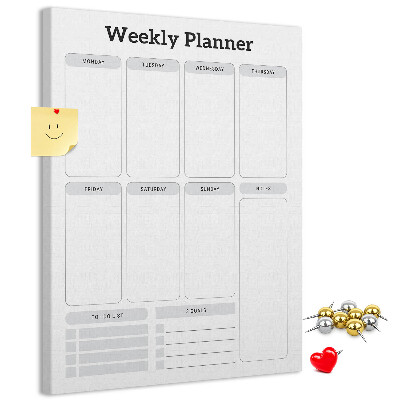 Cork notice board Weekly planner with space for notes