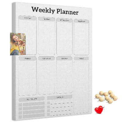 Cork notice board Weekly planner with space for notes