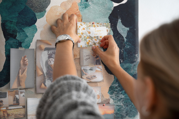 Wall cork memo board Abstract spots in subdued colors
