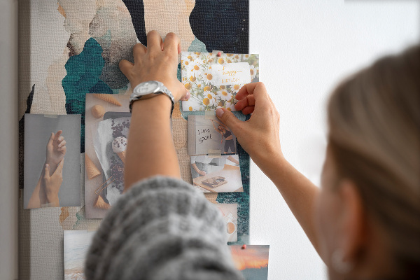 Wall cork memo board Abstract spots in subdued colors
