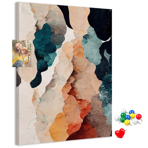 Wall cork memo board Abstract spots in subdued colors