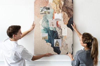 Memo cork board Abstract forms in pastel colors