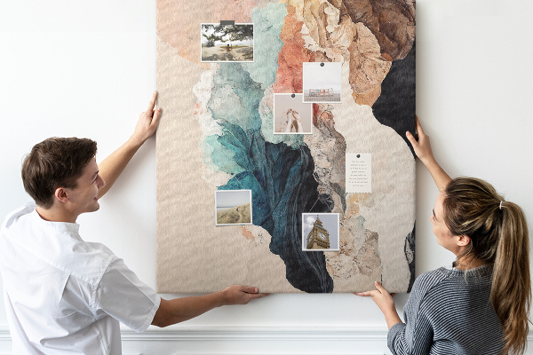 Memo cork board Abstract forms in pastel colors