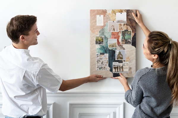 Memo cork board Abstract forms in pastel colors