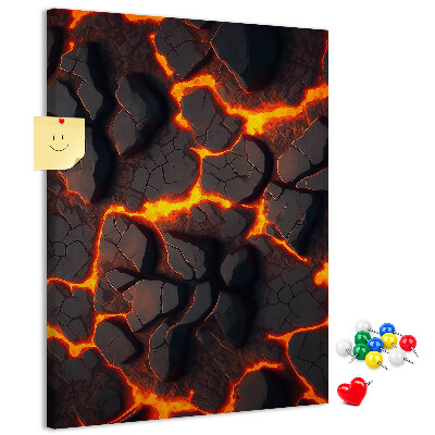 Memo cork board Cracked earth with burning veins