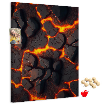Memo cork board Cracked earth with burning veins