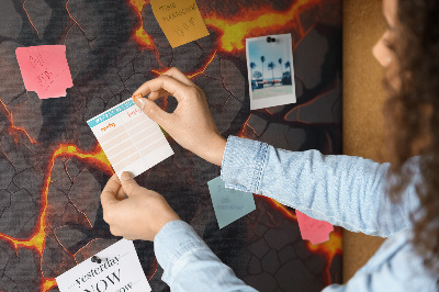 Memo cork board Cracked earth with burning veins