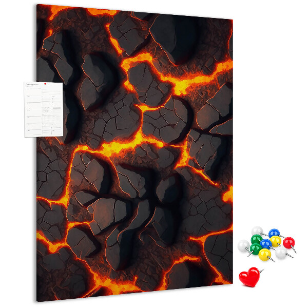 Memo cork board Cracked earth with burning veins