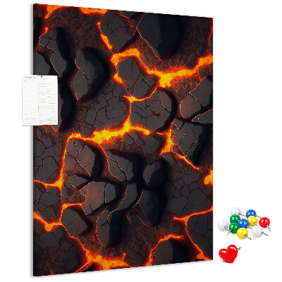 Memo cork board Cracked earth with burning veins